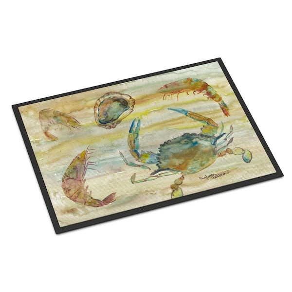 Carolines Treasures 18 x 27 in. Crab, Shrimp, Oyster Yellow Sky Indoor or Outdoor Mat SC2026MAT - main